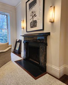Fireplace, Nero Portoro Polished Marble & Absolute Black Honed